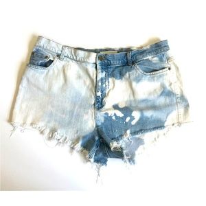 Jones New York 14W Upcycled Bleached Distressed High Waisted Cut Off Shorts